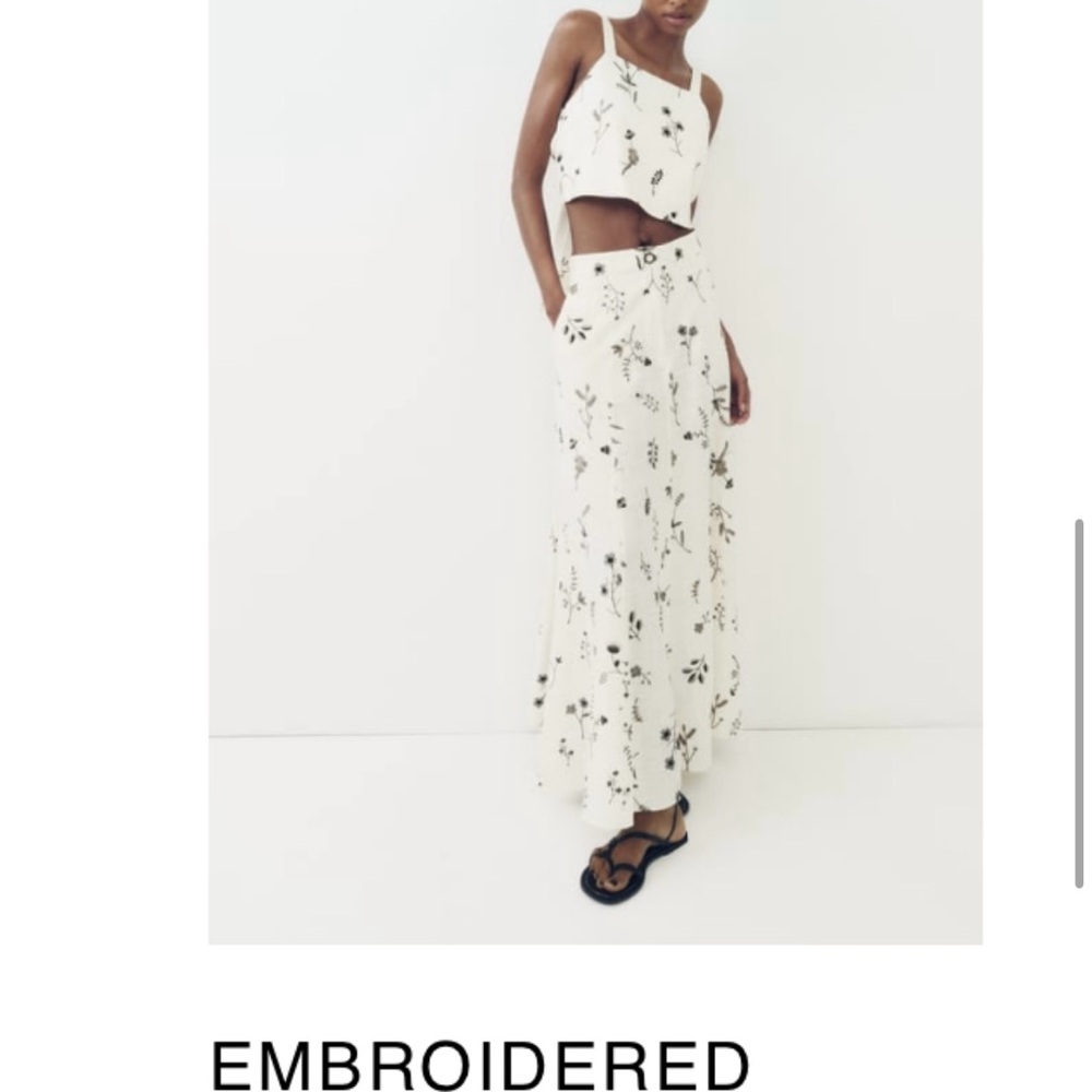 Zara embroidered linen 2-piece set